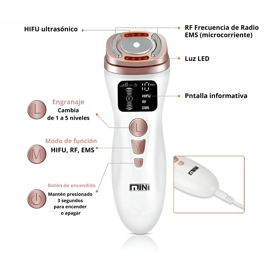 Máquina facial ultrasónica HiFU RF para reafirmar la piel