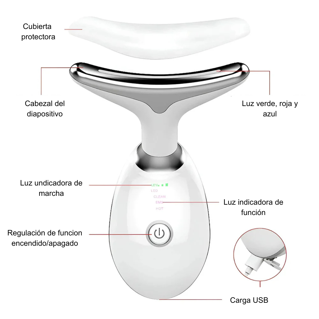 Masajeador de cara y cuello. Dispositivo de rejuvenecimiento y belleza para levantamiento Facial