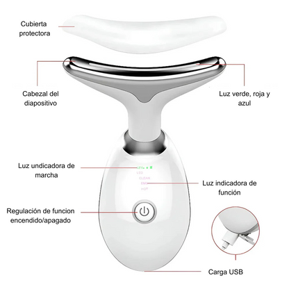 Masajeador de cara y cuello. Dispositivo de rejuvenecimiento y belleza para levantamiento Facial