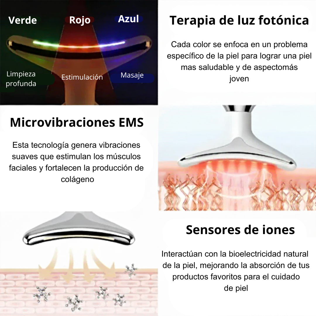 Masajeador de cara y cuello. Dispositivo de rejuvenecimiento y belleza para levantamiento Facial