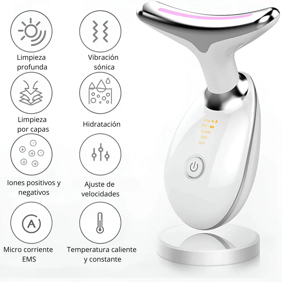 Masajeador de cara y cuello. Dispositivo de rejuvenecimiento y belleza para levantamiento Facial