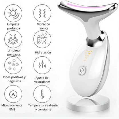 Masajeador de cara y cuello. Dispositivo de rejuvenecimiento y belleza para levantamiento Facial